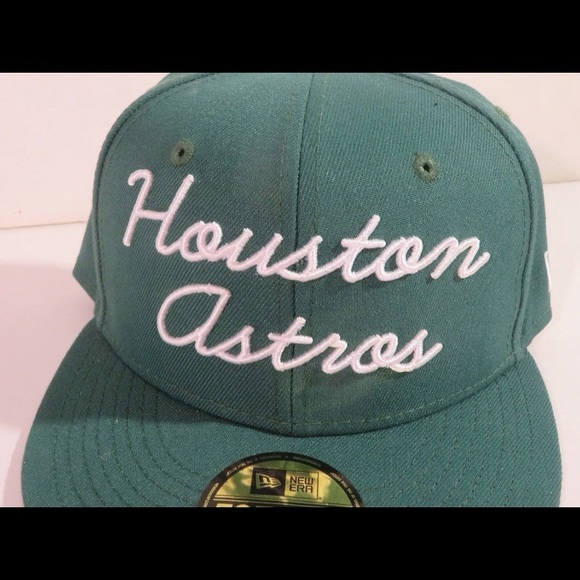 NEW New Era 59FIFTY Houston Astros Script Fitted Hat sz 7 1/8 Green MLB Baseball - Picture 2 of 6